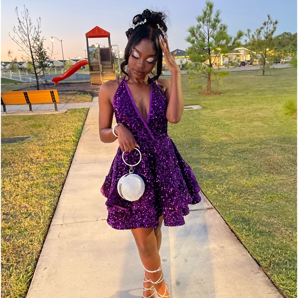Purple Sequin dress.